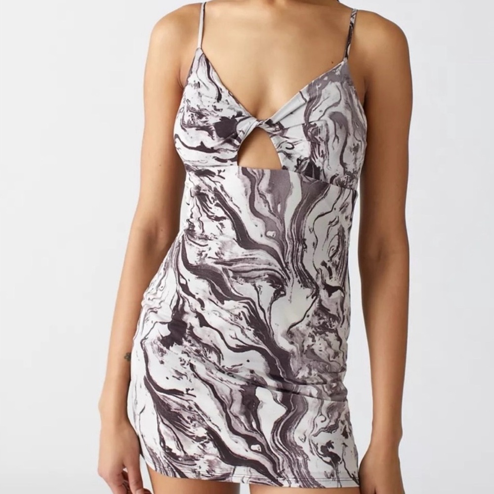 Urban Renewal Black and White Marble Print Mini Dress